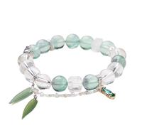Feng Shui Wealth Bracelet White Jade Flourite Bracelet Elegant Snake Charm Zodiac Animal Bracelet for 2025 Chakra Balance MultiGem Bracelet Meditation Reiki Clear Quartz Talisman (Green flourite )