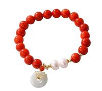 Feng Shui Wealth Bracelet with Hetian Nephrite Jade, Carnelian, and Natural Pearls - Healing Talisman for Money and Longevity