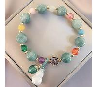 Feng Shui Wealth Bracelet Wu Lou/Hulu/Calabash Charm Crystal Bracelet Chalcedony Multi-Gem Chakra Balancing Gemstone Amulet for Longevity Prosperity Well-being Physical Energy,Red agate Cinnabar (Col