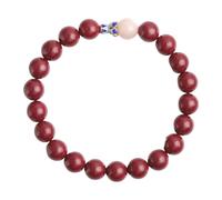 Feng Shui Wealth Cinnabar Crystal Stone 8mm Stretchy Beaded Good Luck Amulet Reiki Crystal Quartz Vintage Women Men Talisman for Prosperity