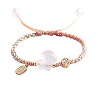 Feng Shui Wealth Crystal Bracelet - White Agate Horse Zodiac Charm for 2026 - Carnelian Chakra Balance Amulet(Pink)