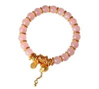 Feng Shui Wealth Crystal Lucky Charm Bracelet - 8mm Natural Gemstone Wu Lou for Prosperity & Luck(Rose Quartz)