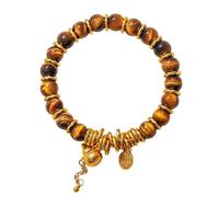 Feng Shui Wealth Crystal Lucky Charm Bracelet - 8mm Natural Gemstone Wu Lou for Prosperity & Luck(Tiger Eye)