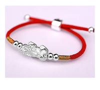 Feng Shui Wealth for Protection Silver Gold-Plated Adjustable Attract Wealth Luck Ward Spirits,Red b