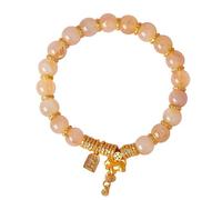 Feng Shui Wealth Gold Rutilated Crystal Bracelet with Horse Charm - 2026 Zodiac Talisman for Prosperity and Chakra Balance