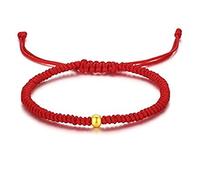 Feng Shui Wealth,Jade Bead,Gold Beads Lucky for Women Men Gifts Adjustable Attract Prosperity Good Luck Cinnabar (Color : A)