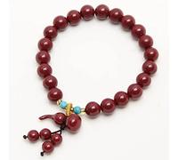 Feng Shui Wealth Natural Cinnabar Crystal Wu Lou/Calabash Pendant Round Stretchy Beaded Reiki Crystal Chakra Stones Red Unisex,8mm