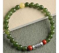 Feng Shui Wealth Natural Hetian Jade Silver Charm Chinese Animals Green Jade Amulet Talisman for Good Luck Unisex