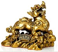 Feng Shui Wealth Pi Xiu Pi Yao Statue,Wealth And Good Luck Figurine For Office And Home Decoration Bronze 10inch