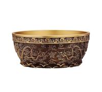 Feng Shui Wealth Position Bowl Pure Copper 415 Grams 0.92 Pounds Double Appearing Base Wealth Treasury with Wealth Inscription Desk Altar Sacred Decorat (Golden)