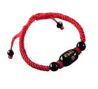 Feng Shui Wealth Red String Natural Agate Quartz Red Lucky Adjustable Handmade Buddhist Attract Prosperity Good Fortune,Black