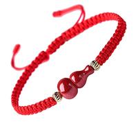 Feng Shui Wealth Red String Natural Cinnabar Stone Wu Lou/Gourd Adjustable Talisman Handmade Buddhist Attract Good Luck