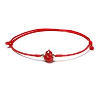 Feng Shui Wealth Wu Lou Bracelet - Natural Cinnabar Gourd Red String Adjustable Amulet for Prosperity and Money Luck(C)