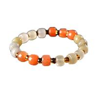 Feng Shui Wealth Wu Lou Bracelet - Natural Golden Silk Jade Gourd Amulet for Prosperity, Good Luck & Protection(Tube Beads)