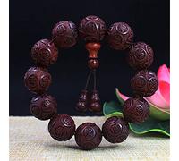 Feng Shui Wealth Wu Lou Natural Small Leaf Red Sandalwood Carved Buddhist Beads Gourd Lucky Jewelry Amulet Talisman for Prosperity Money Luck,C