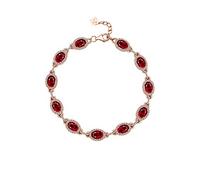 Feng Shui Women Bracelet Rose Gold 18K, Wedding Bracelet for Women Halo with Oval Ruby 2.75ct 3.6ct Bracelet 17CM