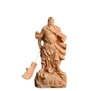 Feng Shui Wooden Guan Gong Statue Hand Carved God War Wealth Protector Figurine Ornament