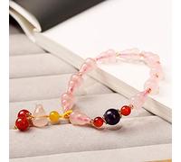 Feng Shui Wu Lou Bracelet Hu Lu Calabash Crystal Amulet Bracelet Rose Quartz Multi-Gemstone Healing Chakra Stretch Bangle for Women Love Longevity Prosperity Money/2040