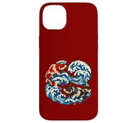 Feng Shui Yin Yang Inspired Red and Black koi fish in wave Case for iPhone 14 Plus