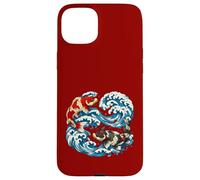 Feng Shui Yin Yang Inspired Red and Black koi fish in wave Case for iPhone 15 Plus