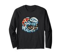 Feng Shui Yin Yang Inspired Red and Black koi Fish in Wave Long Sleeve T-Shirt