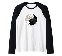 Feng Shui Yin Yang White Black Horses Taiji Symbol Raglan Baseball Tee