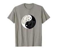 Feng Shui Yin Yang White Black Horses Taiji Symbol T-Shirt