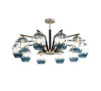 Feng Shui， YRYRYW Gold Industrial During Light Blue Glass Sputnik Chandelier,E27 Semi Flush Mount Ceiling Light Fixture For Living Room Dining Room-Black and gold 8t Household faucets
