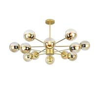 Feng Shui， YRYRYW Nordic Magic Bean Molecule Chandelier, Led Semi Flush Mount Ceiling Light Fixture Adjustable Brass Decorative Ceiling Lamp With Clear Glass Shade,Closets Kitchens-Gold and glass 16t