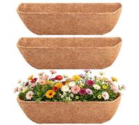 Fengaim Trough Coco Replacement Liners, Coco Fiber Liners for Planters Hanging Basket Liners, Coco Coir Liners Window Box Liners, Wall-mounted Coco Liner for Window Box (3 Pack, 30 Inch)
