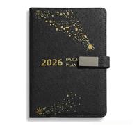 Fengbay 2026 Diary A5 Page a Day, Daily Planner with Monthly Overview, Hardcover, 384 Pages, Dotted, UK Holiday, Colorful Tabs (black with star)