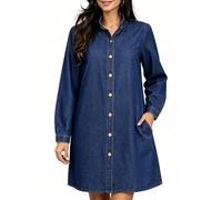 Fengbay Denim Shirt Dresses for Women Button Down Long Sleeve with Pockets | Relaxed cut for all figures;Functional side pockets;Spring autumn winter compatible;Versatile standalone & layered looks