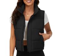 Fengbay Sleeveless Puffer Vest for Women Warm Stand Collar Down Vest Bubble Padded Gilet Coat Quilted Puffy Cropped Outerwear, Puffer Vest_black, Small