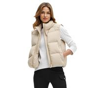Fengbay Womens Quilted Vest Sleeveless Padded Gilets Puffer Waistcoat Body Warmer Stand Collar Down Coat with Pockets Outwear Water Repellent Apricot L