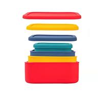 Fengchen 4 Pack Silicone Food Storage Containers with Lids - 4 Types of Multi-Purpose Containers in Different Sizes and Colors for Refrigerator and Oven