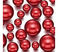 FENGCHUANG 150 Pcs Floating Pearls, 3 Sizes No Hole Gloss Pearl, Acrylic Faux Pearls for Vase Filler, DIY Jewelry, Floating Candle Home Decoration, Vase Centerpieces, 8/14/20mm (Red)