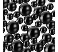 FENGCHUANG 150 Pcs Floating Pearls, 3 Sizes No Hole Gloss Pearl, Acrylic Faux Pearls for Vase Filler, DIY Jewelry, Floating Candle Home Decoration, Vase Centerpieces, 8/14/20mm (Black)
