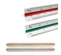 FENGCHUANG 2 Pcs Scale Ruler Architect 12’’ AluminumMetric Scale, 1:20, 1:25, 1:50, 1:75, 1:100, 1:125/1:100, 1:200, 1:250, 1:300, 1:400, 1:500, Triangle Rulersuitable for Architects (White)