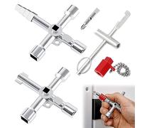 FENGCHUANG 3 Pieces Allen Key Set, Four in One Inner Triangle Four Corner Key Wrench, Universal Cross Triangle Key, for Faucet, Gas Meter, Spigots, Valve, Electrical Cabinet Opening