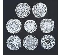 FENGCHUANG 8 Pcs Cotton Lace Tablecloth, Table Runner, Dressing Tray, Vintage Crochet Suitable for Kitchen, Dining room, Dream Catcher Decoration 7 Inches (White)