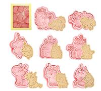 FENGCHUANG 8 Pcs Eid Mubarak Cookie Cutters, 3D Unicorn Cookie Cutter Set, Creative Ramadan Mould, Plastic Biscuit Cutters Set for Children、 Adults DIY Fondant Pastry Cake Decoration (8 Patterns