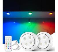 FENGCHUANG Battery Operated Wall Lights 2 Pcs LED Wall Mounted Lamp with Remote, Wireless Wall Lights That Doesn't Require Drilling, Wireless Photo Frame Lamps for Wall Decor (White)