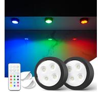 FENGCHUANG Battery Operated Wall Lights 2 Pcs LED Wall Mounted Lamp with Remote, Wireless Wall Lights That Doesn't Require Drilling, Wireless Photo Frame Lamps for Wall Decor (Black)