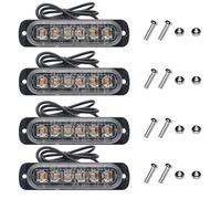 FENGCHUANG led Beacon 4 Pcs Beacon Light 6 LED Amber Waterproof Beacons Suitable for 12V - 24V Vehicle Warning Light Suitable for Boats SUVs Trailers Caravans (Always on)