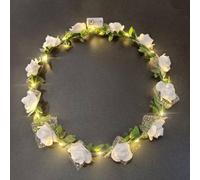 FENGCHUANG Light up Headband, LED Flower Crown Headband Lighted LED Flower Headbands for Christmas, Halloween, Lighted Party, Wedding Decorations (White, Universal code)