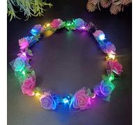 FENGCHUANG Light up Headband, LED Flower Crown Headband Lighted LED Flower Headbands for Christmas, Halloween, Lighted Party, Wedding Decorations (color, Universal code)
