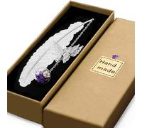 FENGCHUANG Metal Bookmark with Gift Box Silver Feather 3D Butterfly Glass Beads Eternal Dry Flower Pendant for Women, Teachers, and Book Lovers - Unique Page Marker