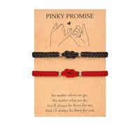 FENGCHUANG Pack of 2 Best Friend Bracelets, Intimate Gift, Partner Bracelets, Handwoven Friendship Bracelet, Adjustable Gift, Best Friend Bracelet for Girlfriend, Husband, Wife (Red/Black)