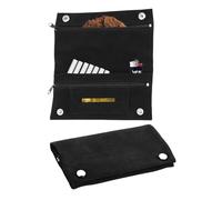 FENGCHUANG Tobacco Pouches, Handmade Cigarette Case Bag with Magnetic Buttons and Zip, Waterproof Portable Tobacco Bag for filter tips, rolling paper (Black)