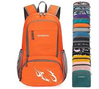 FENGDONG 35L Lightweight Foldable Waterproof Packable Travel Hiking Backpack Daypack for men women Orange
